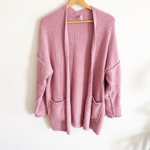 Blue Ivy boutique Cozy Pink Open-Front Cardigan Sweater oversized size M/L